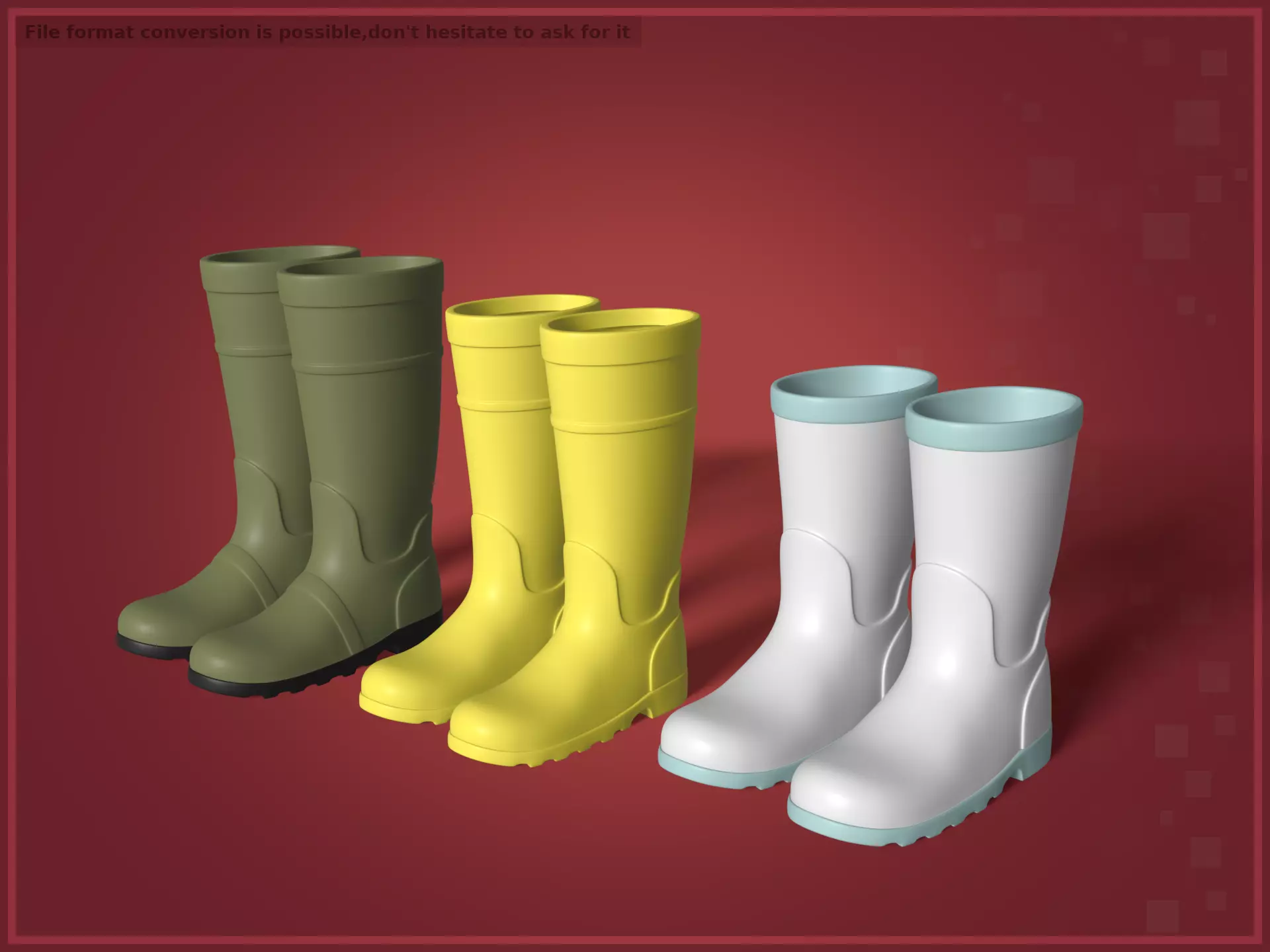 Rain Boots Low-poly 3D model_0