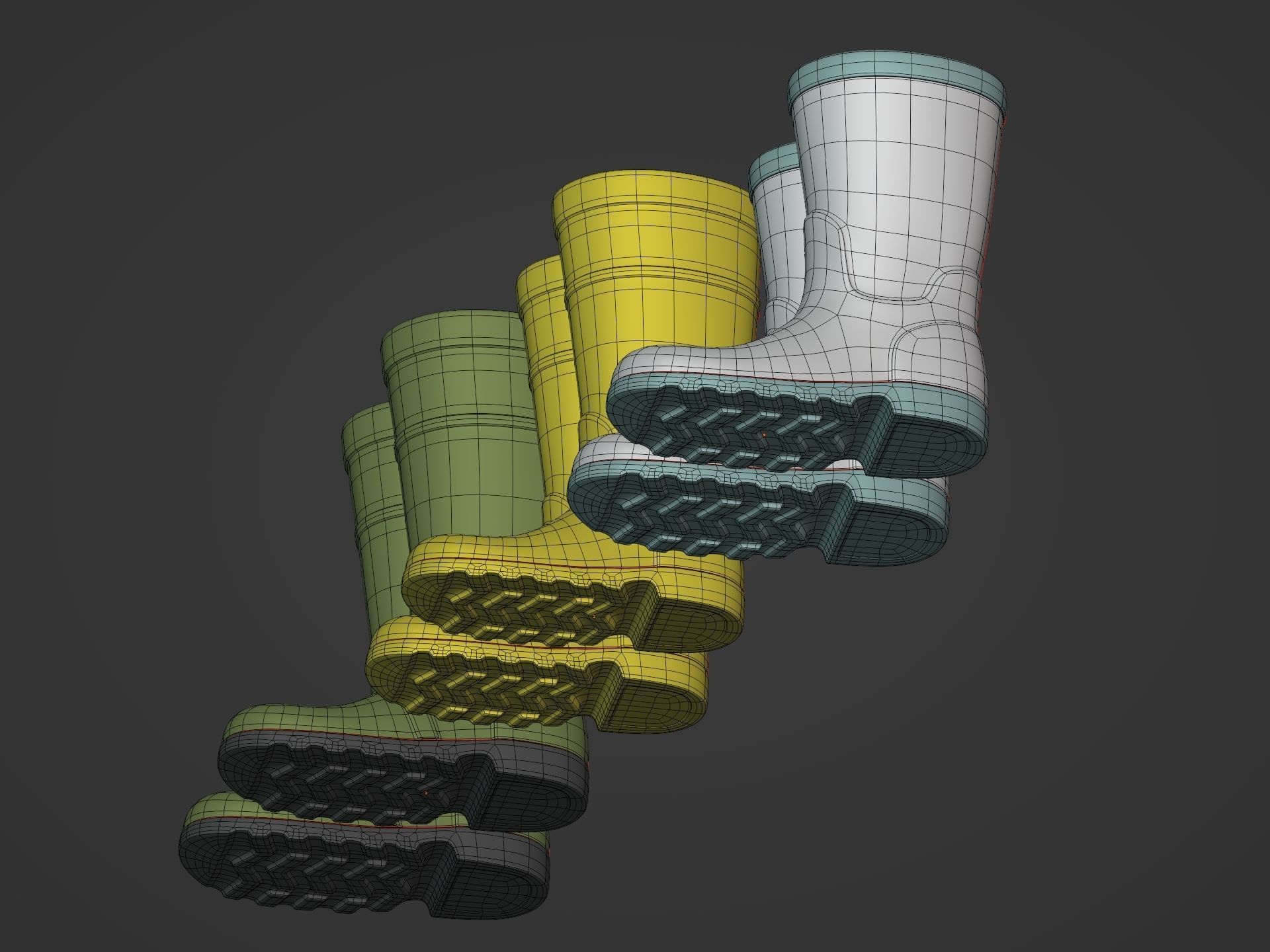 Rain Boots Low-poly 3D model_17