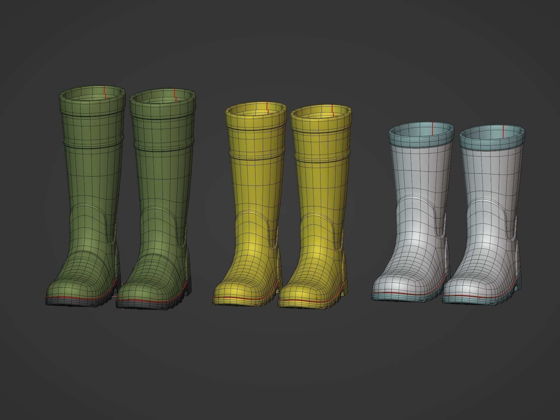 Rain Boots Low-poly 3D model_7