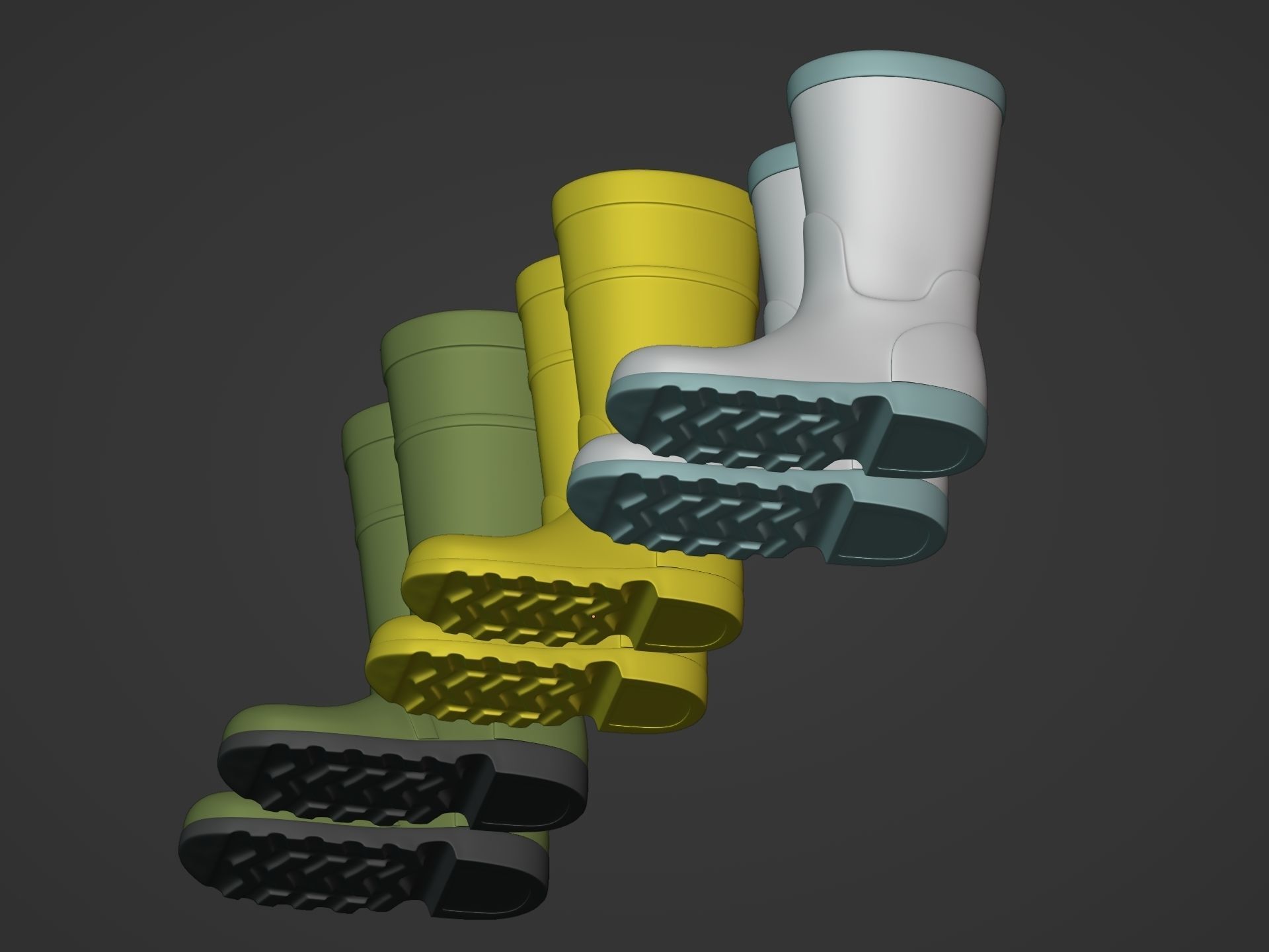 Rain Boots Low-poly 3D model_16