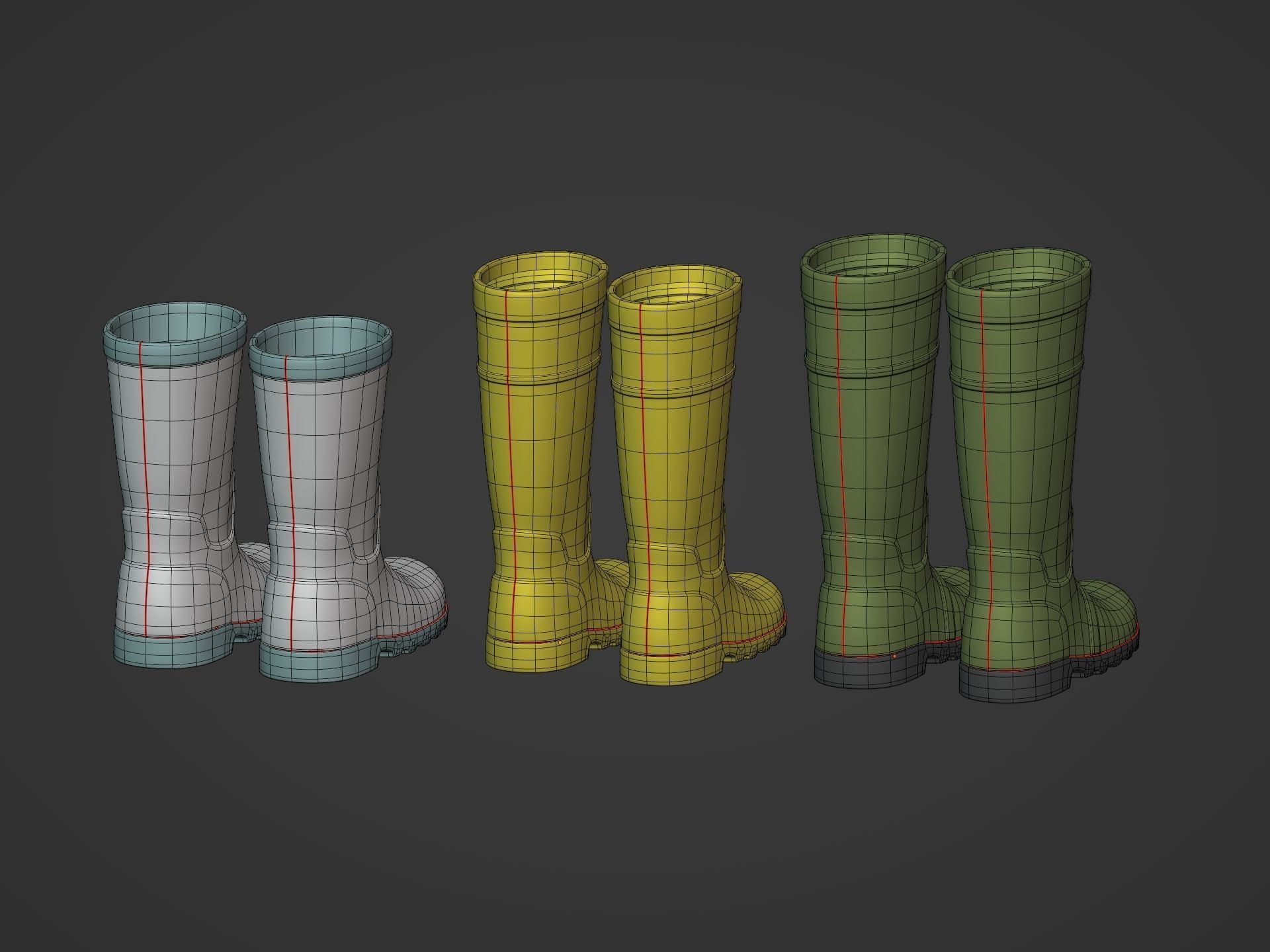 Rain Boots Low-poly 3D model_15