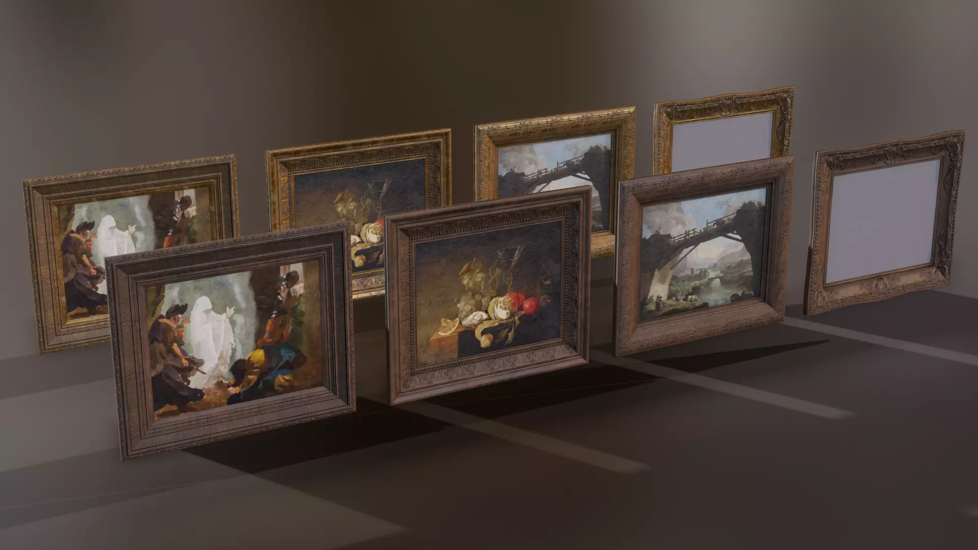 Paintings with frames Low-poly 3D model_0