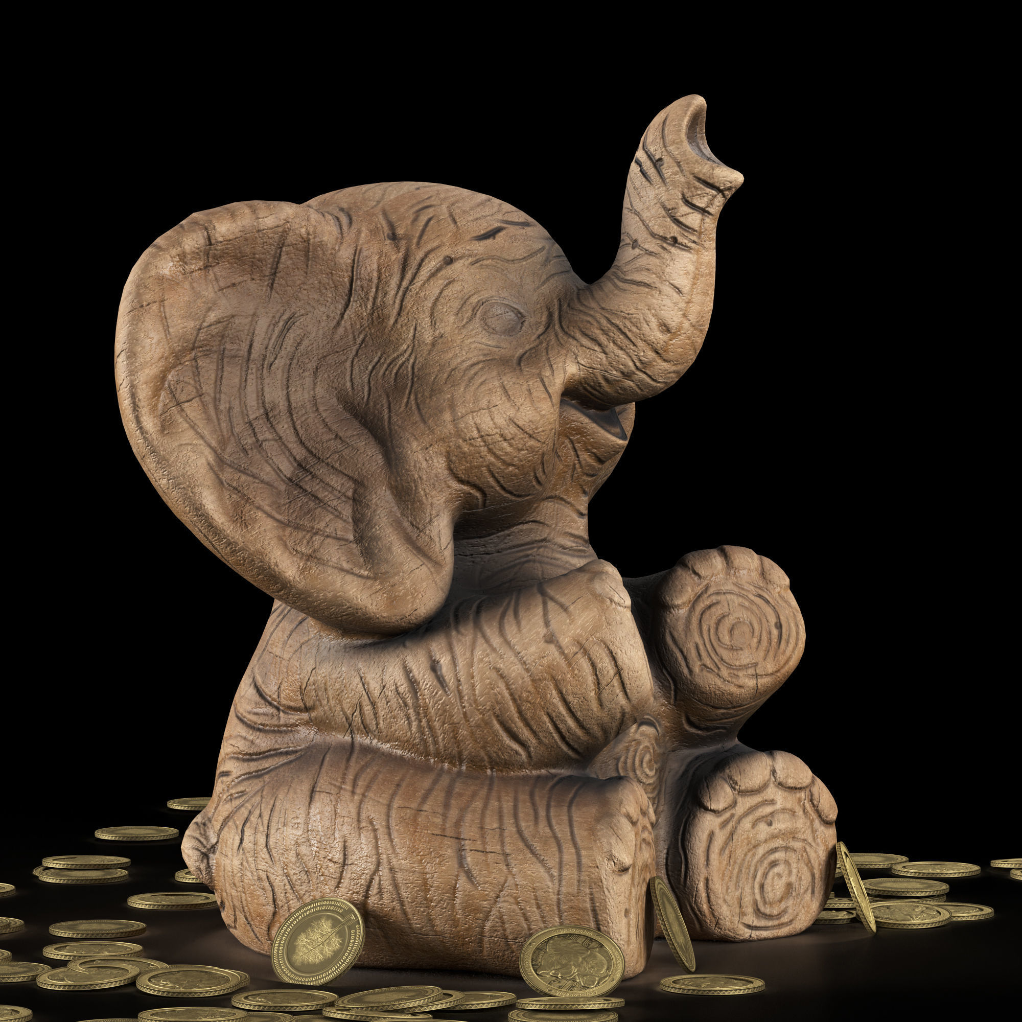 Cryptopghik Elephant Piggy Bank 3D model_5