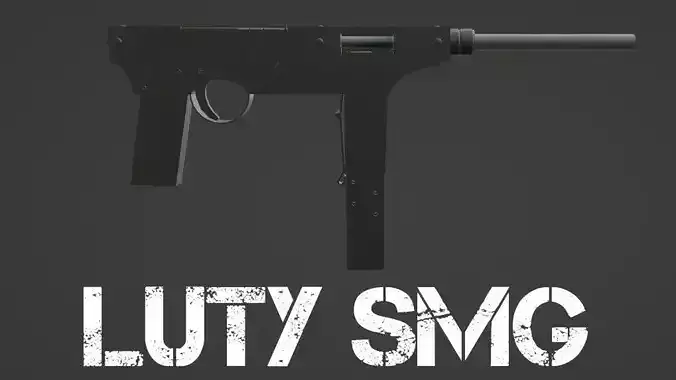 Luty Submachine gun Low-poly 3D model