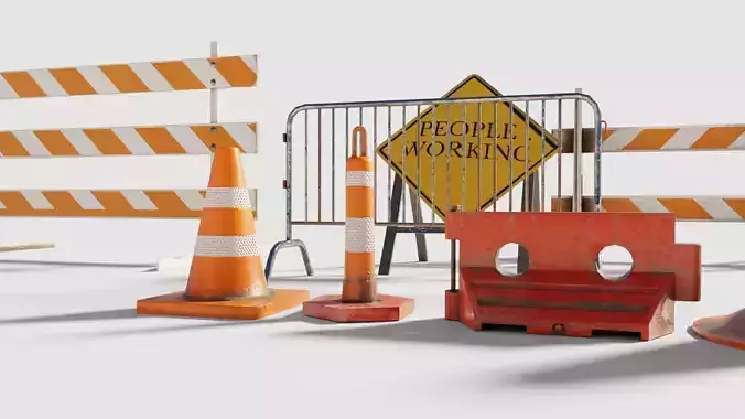  realistic traffic barriers with 8k pbr textures
