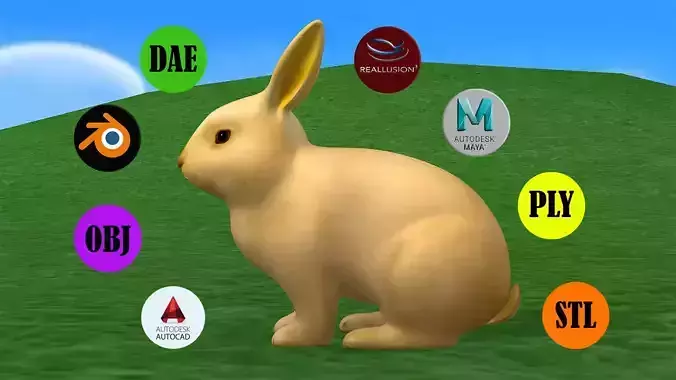 Rabbit 3d Print gold bunny 3D print model