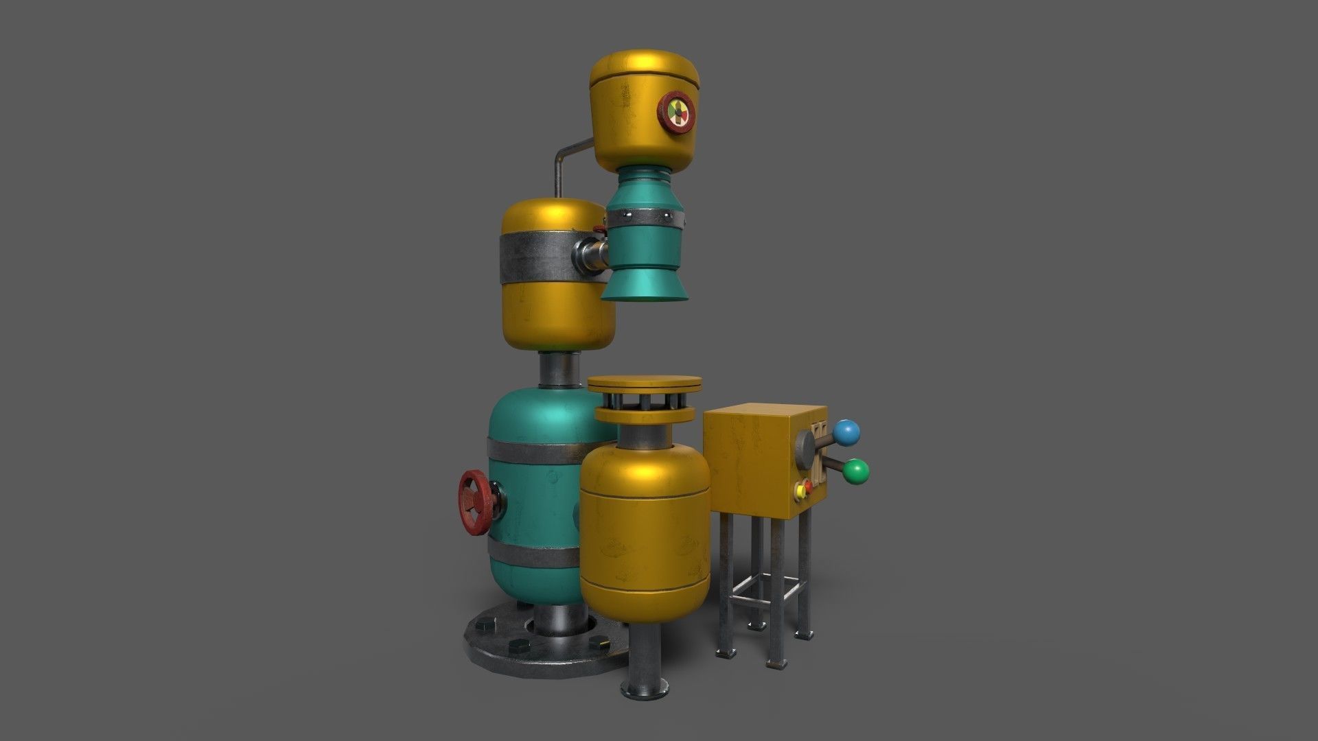 Stylized Cartoony Cake-O-Matic - Kitchen Device and 2 Cakes Low-poly 3D model_6