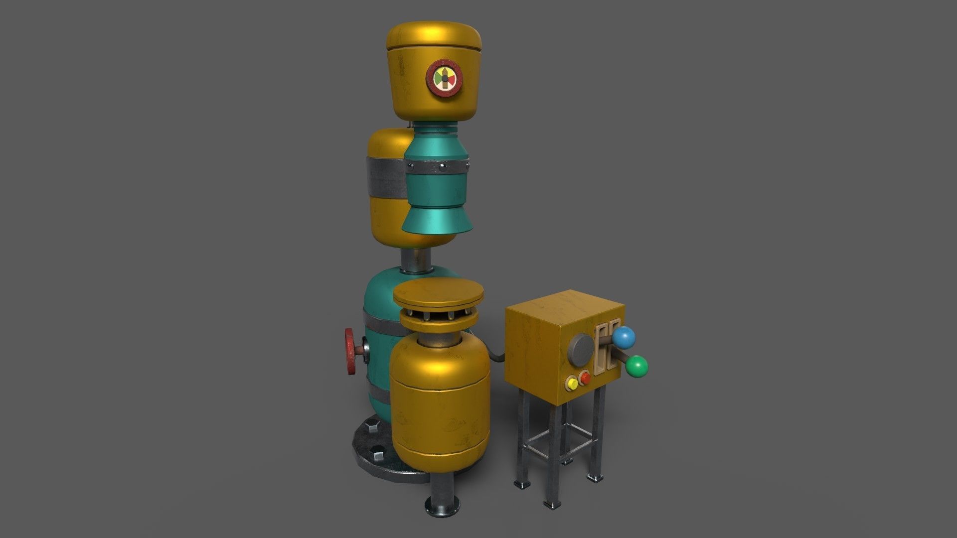 Stylized Cartoony Cake-O-Matic - Kitchen Device and 2 Cakes Low-poly 3D model_1