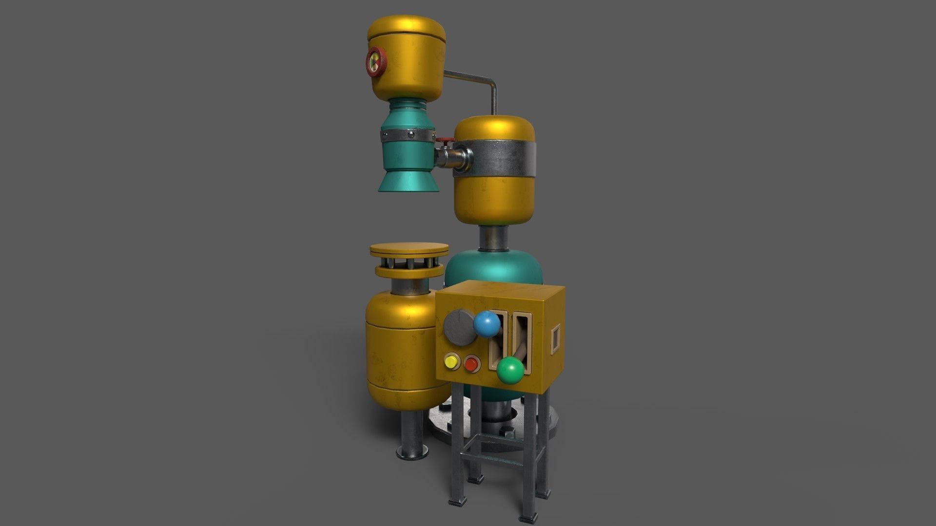 Stylized Cartoony Cake-O-Matic - Kitchen Device and 2 Cakes Low-poly 3D model_9