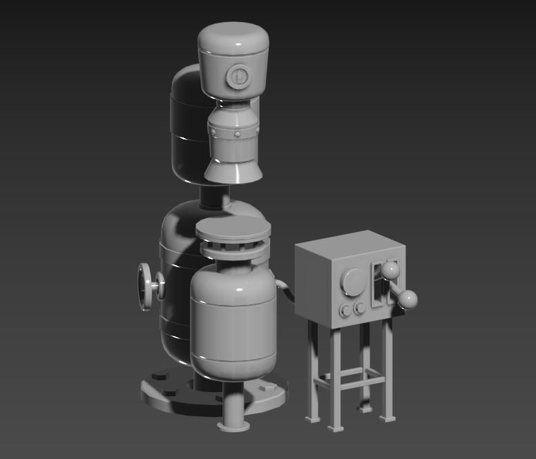 Stylized Cartoony Cake-O-Matic - Kitchen Device and 2 Cakes Low-poly 3D model_17