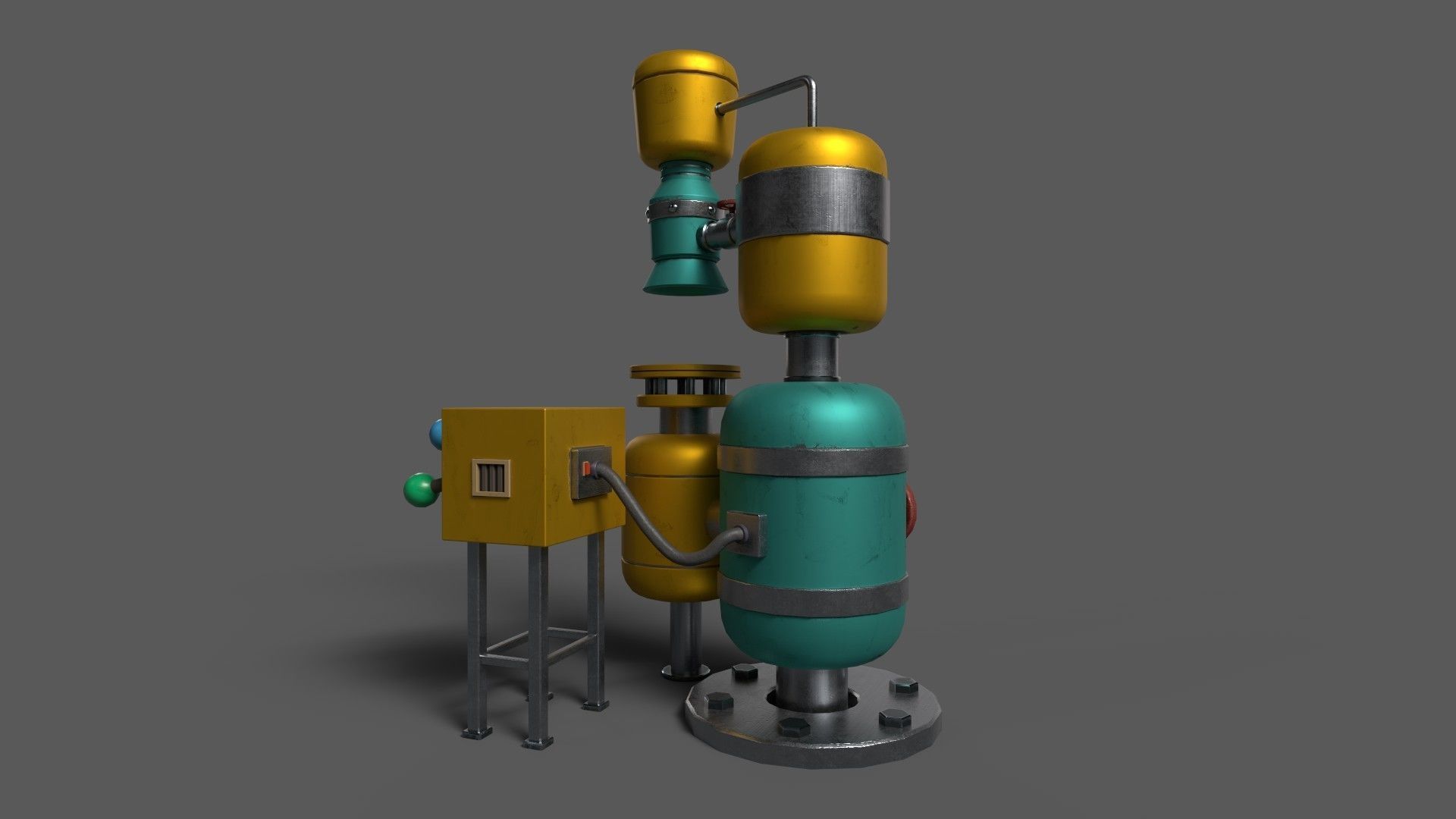 Stylized Cartoony Cake-O-Matic - Kitchen Device and 2 Cakes Low-poly 3D model_12