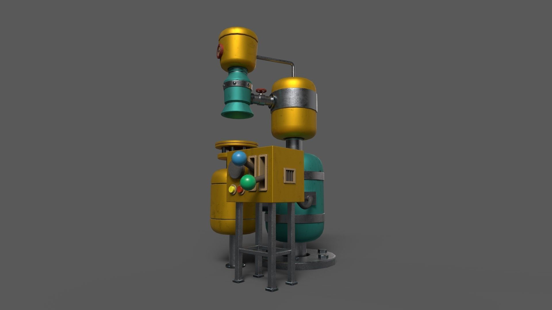 Stylized Cartoony Cake-O-Matic - Kitchen Device and 2 Cakes Low-poly 3D model_11