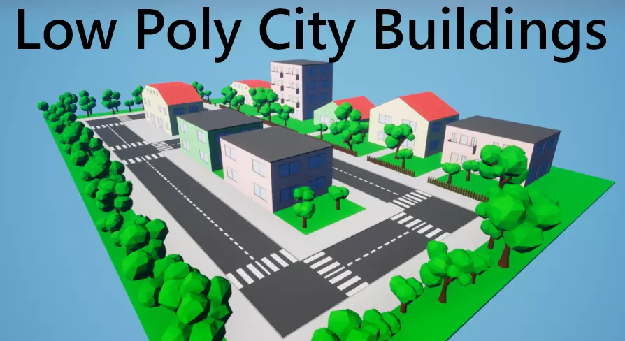Low Poly City Buildings Low-poly 3D model_0