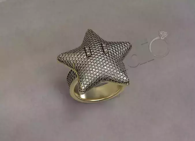 Super Mario Star ring with gems 3d model