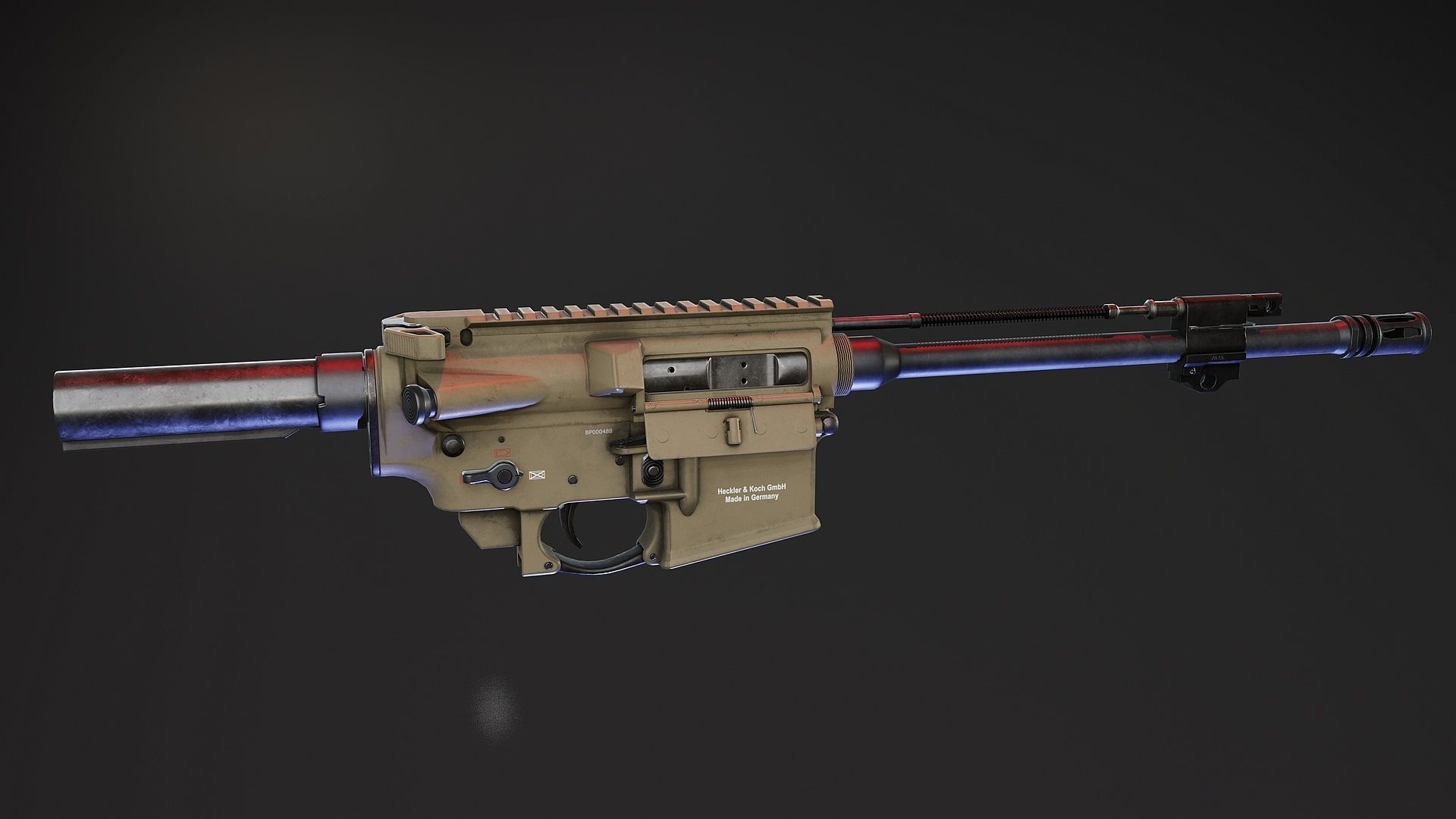 HK416 Receiver set with Barrels Low-poly 3D model_3