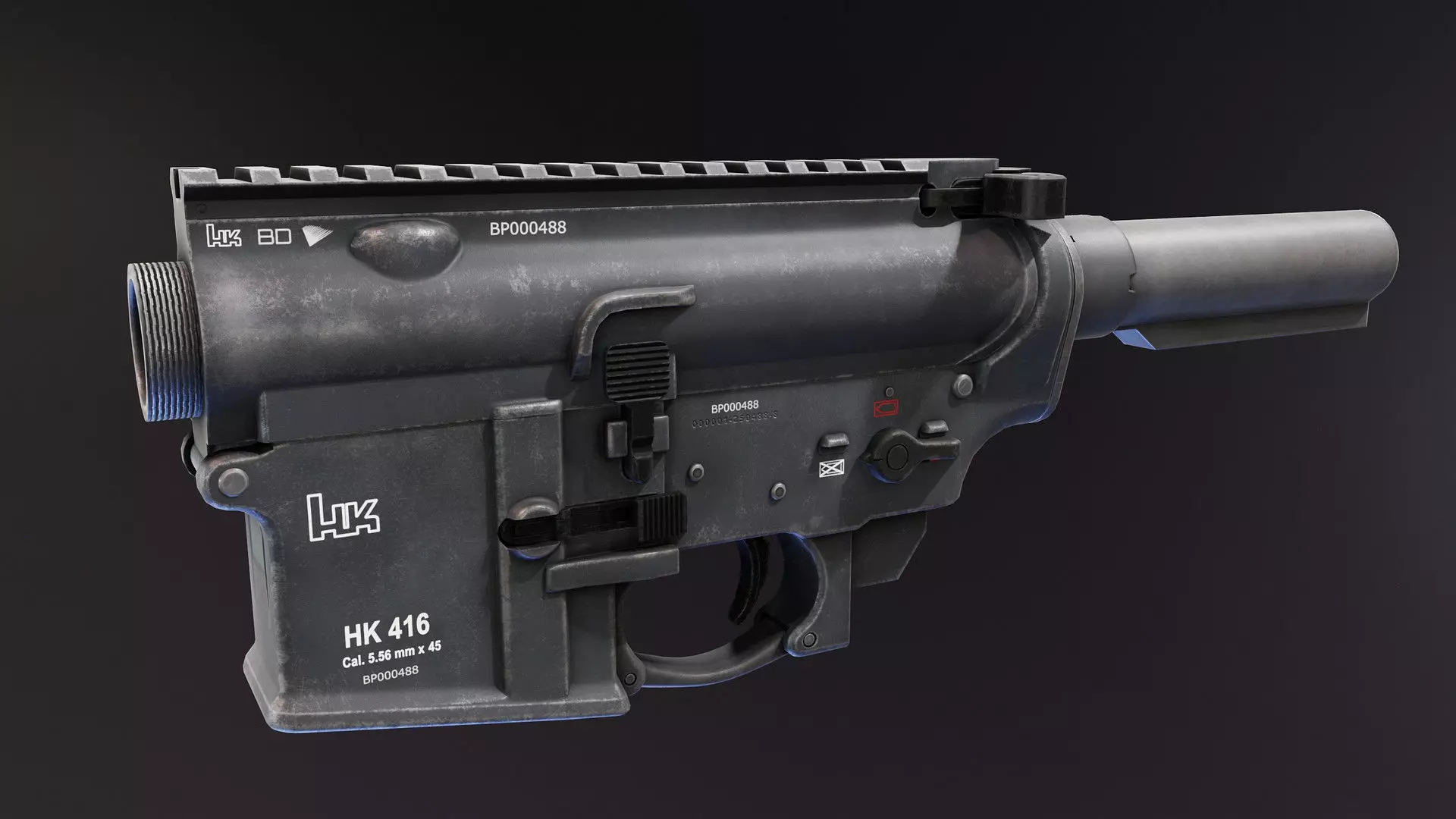 HK416 Receiver set with Barrels Low-poly 3D model_0