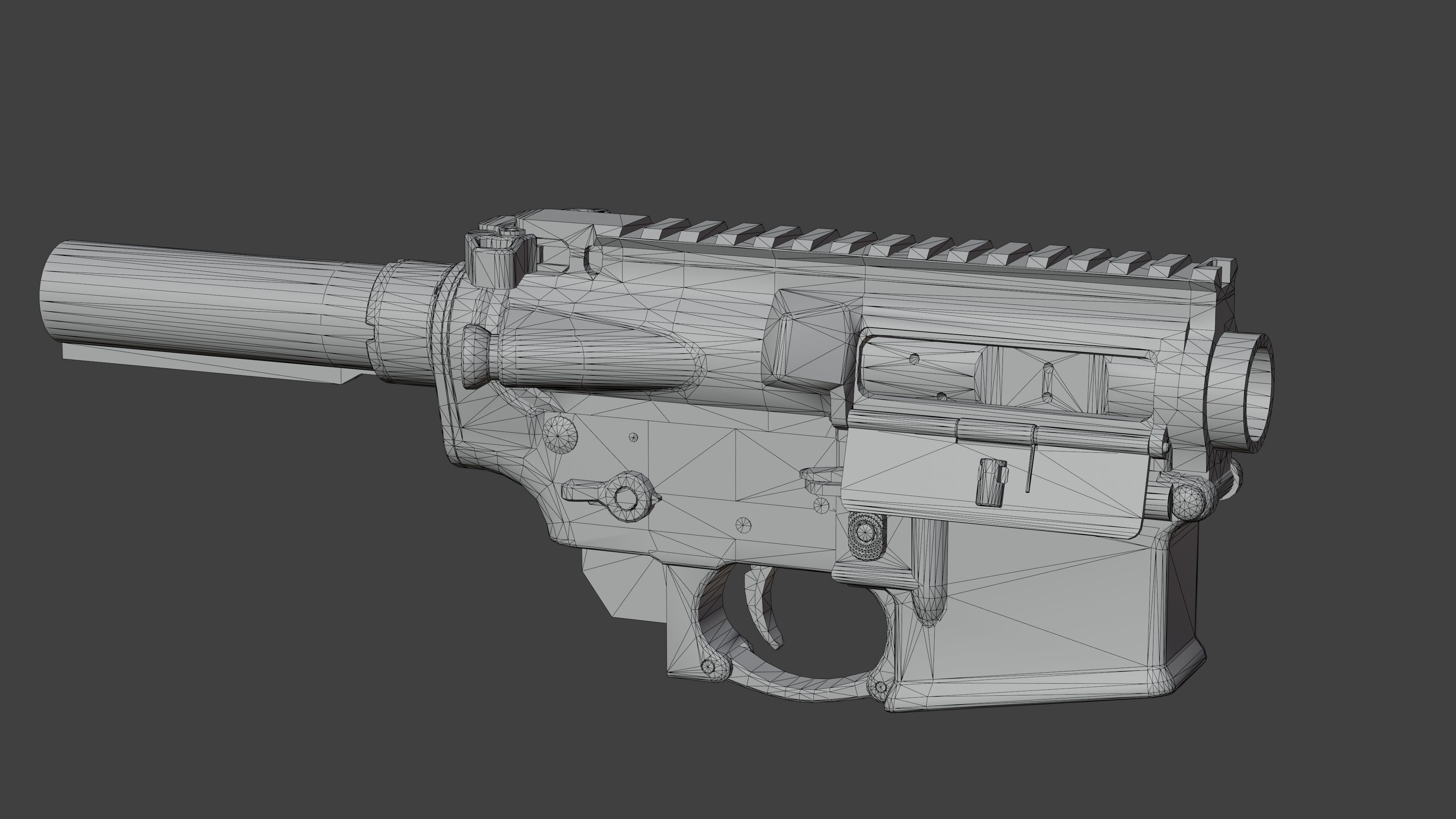HK416 Receiver set with Barrels Low-poly 3D model_11