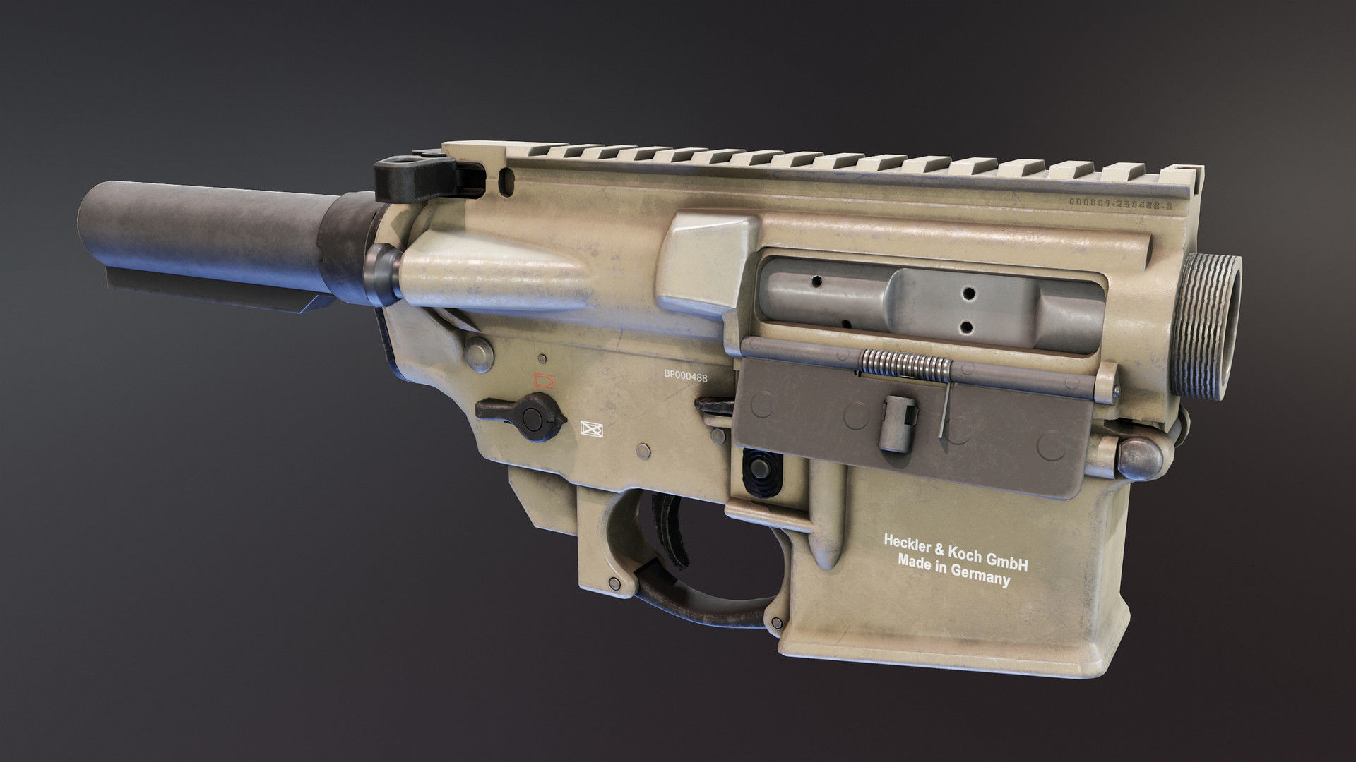 HK416 Receiver set with Barrels Low-poly 3D model_8