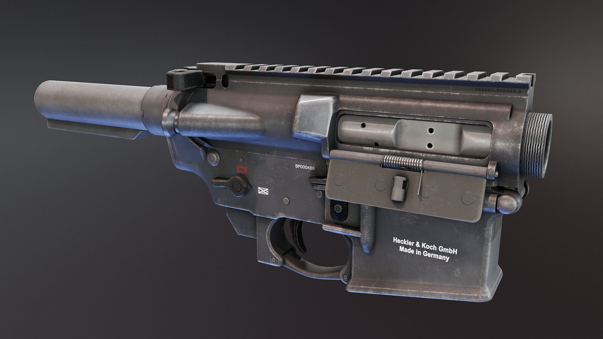 HK416 Receiver set with Barrels Low-poly 3D model_7