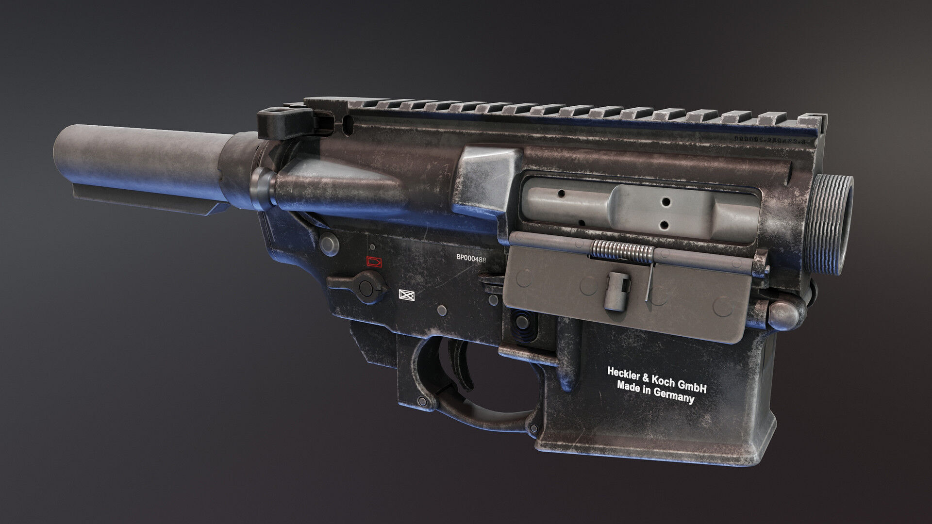 HK416 Receiver set with Barrels Low-poly 3D model_9