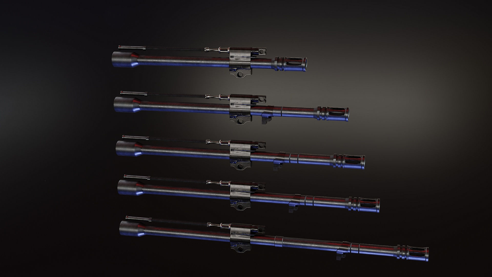 HK416 Receiver set with Barrels Low-poly 3D model_10