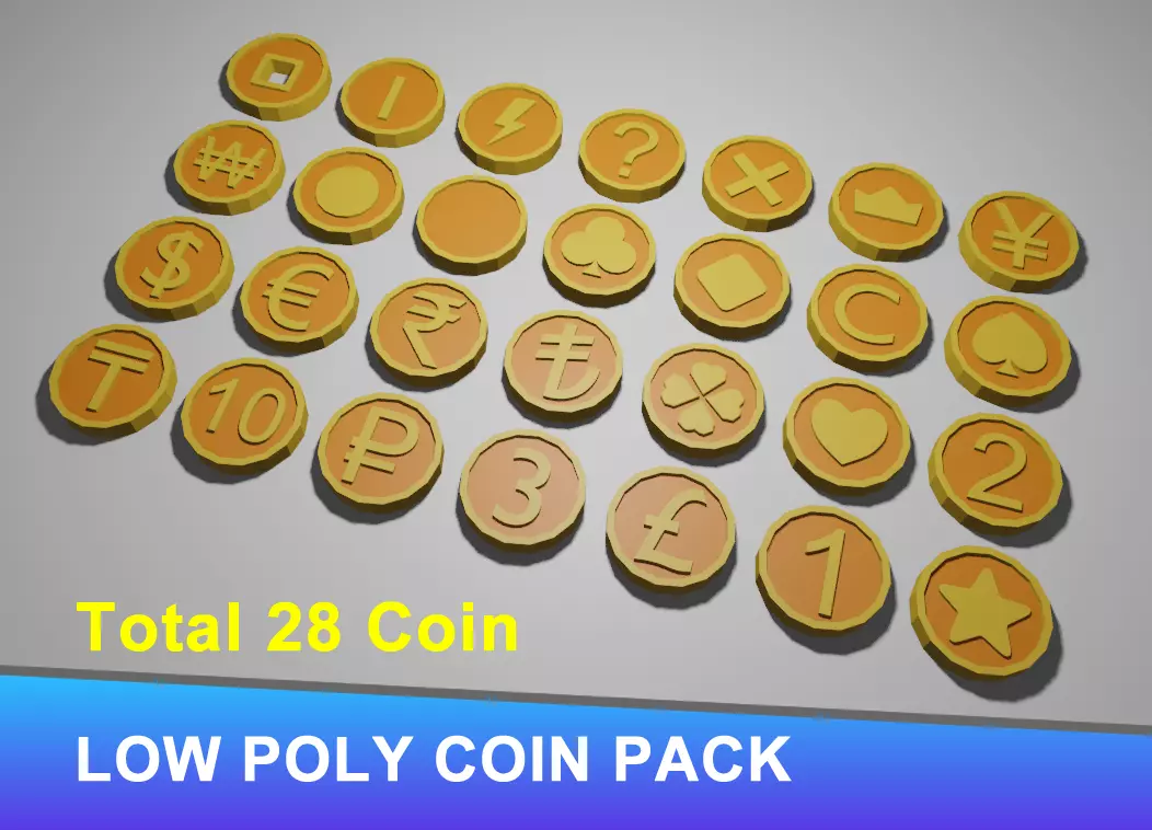 Low poly Coin Pack Free low-poly 3D model