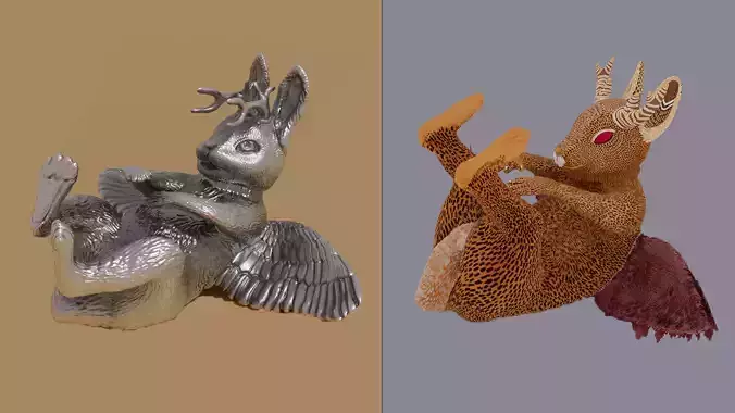 Wolpertinger  with fork and pendant -3D printing 3D print model