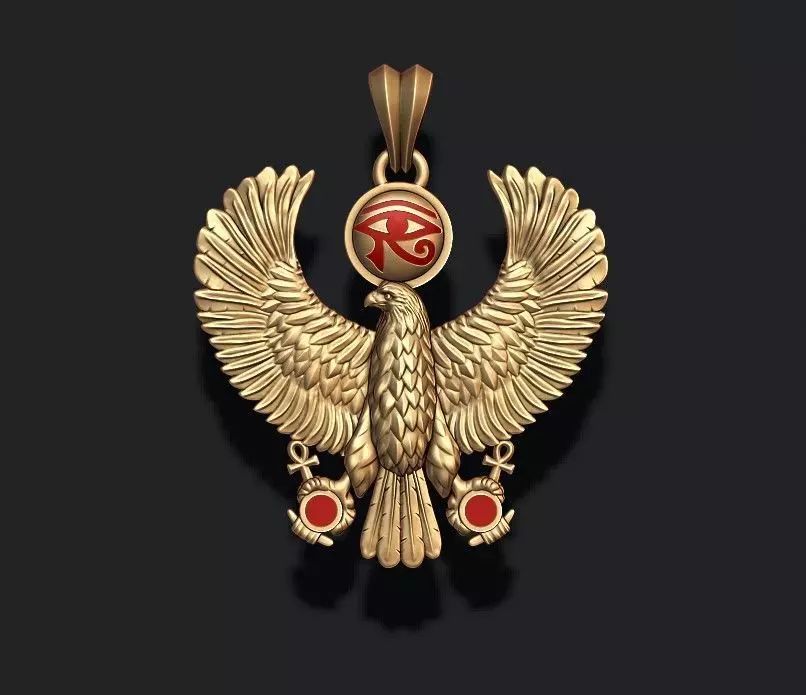 Egyptian Horus Falcon God pendant realistic 3D print model