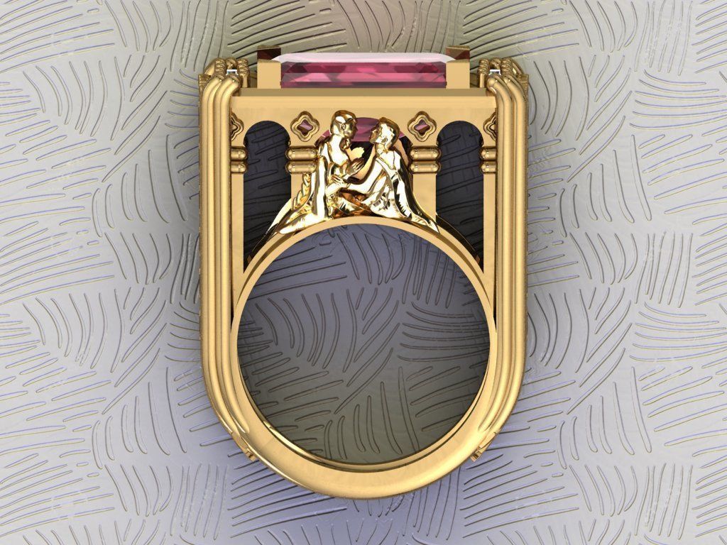 Romeo and Juliet ring -original  design 3D print model_6