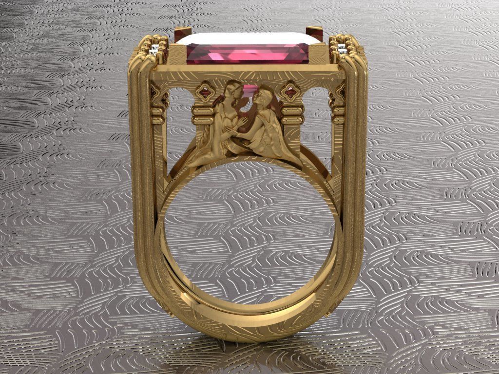 Romeo and Juliet ring -original  design 3D print model_7