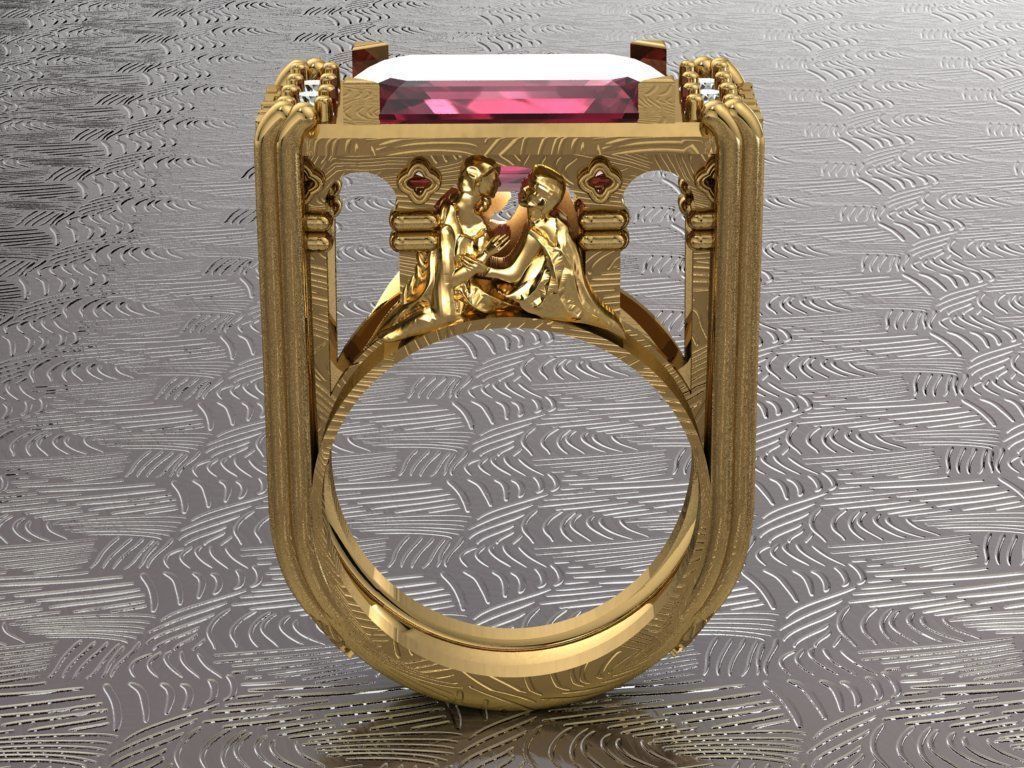 Romeo and Juliet ring -original  design 3D print model_1