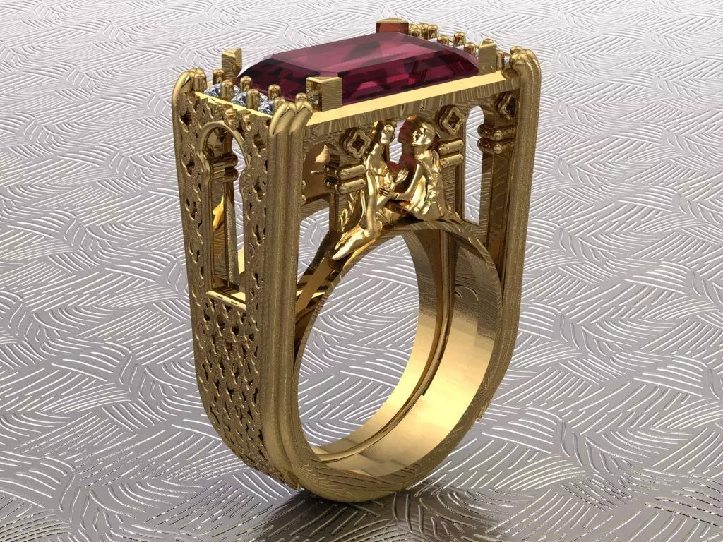 Romeo and Juliet ring -original  design 3D print model_0