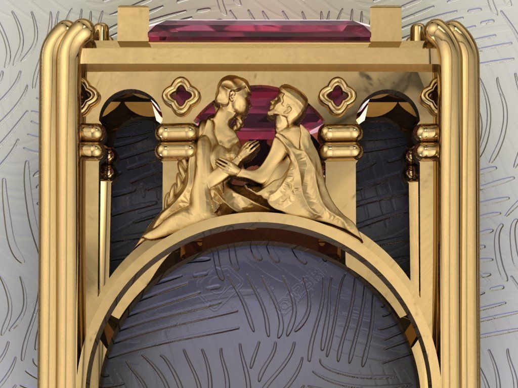 Romeo and Juliet ring -original  design 3D print model_2