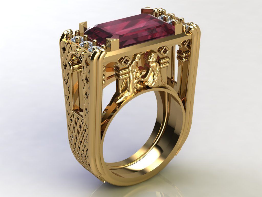 Romeo and Juliet ring -original  design 3D print model_5