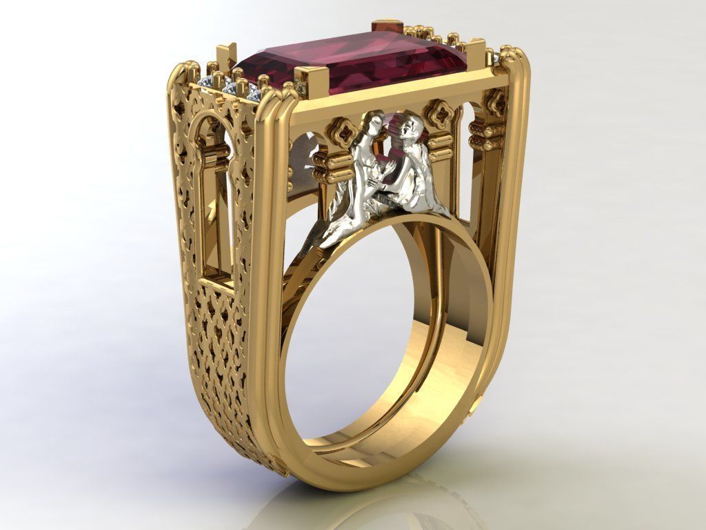 Romeo and Juliet ring -original  design 3D print model_11