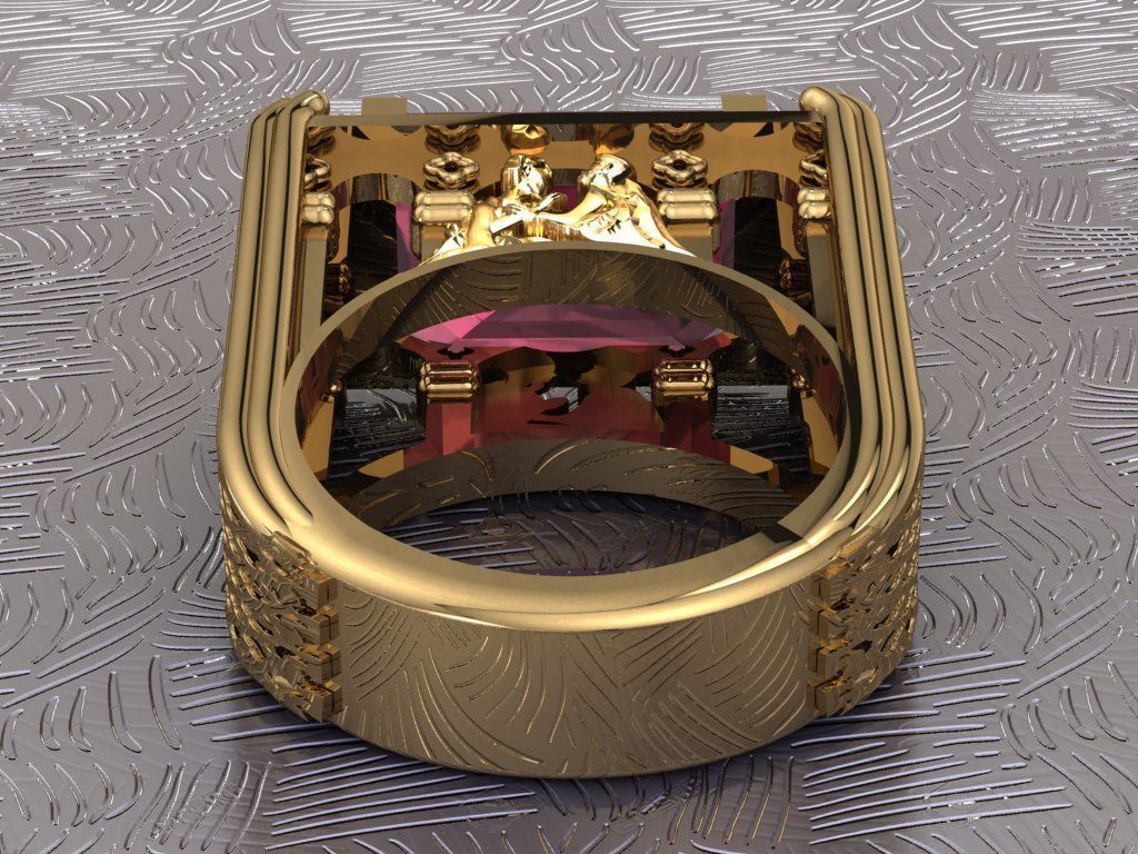 Romeo and Juliet ring -original  design 3D print model_9