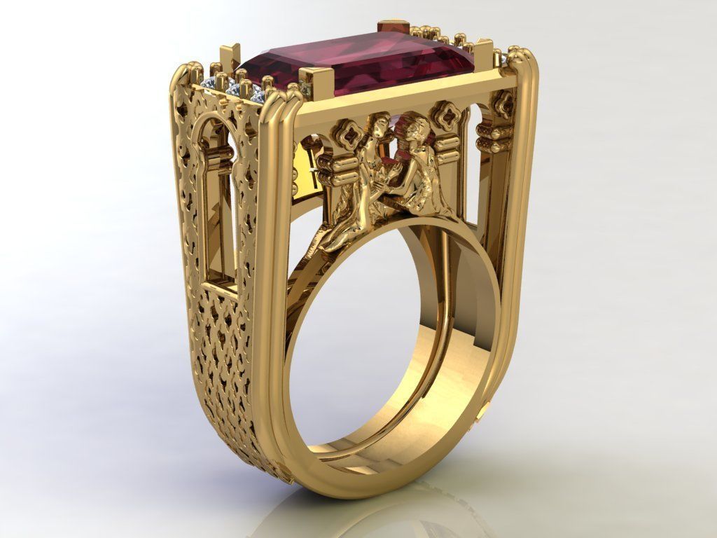 Romeo and Juliet ring -original  design 3D print model_37