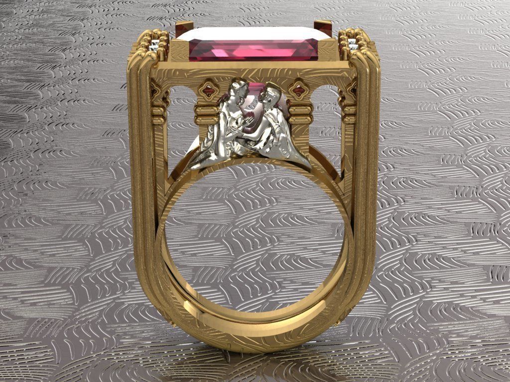 Romeo and Juliet ring -original  design 3D print model_12