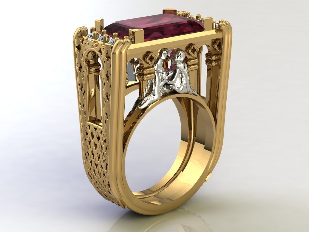 Romeo and Juliet ring -original  design 3D print model_10