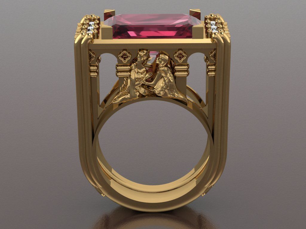 Romeo and Juliet ring -original  design 3D print model_16