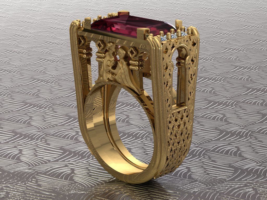 Romeo and Juliet ring -original  design 3D print model_3