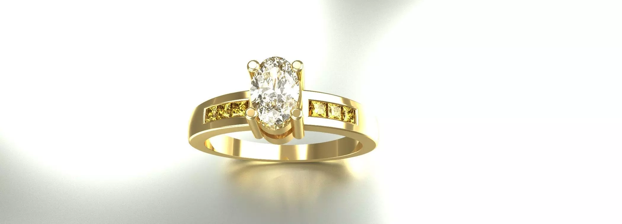 Oval Gemstone Ring Ladies Size 7 Gold Platinum Jewelry 3D print model