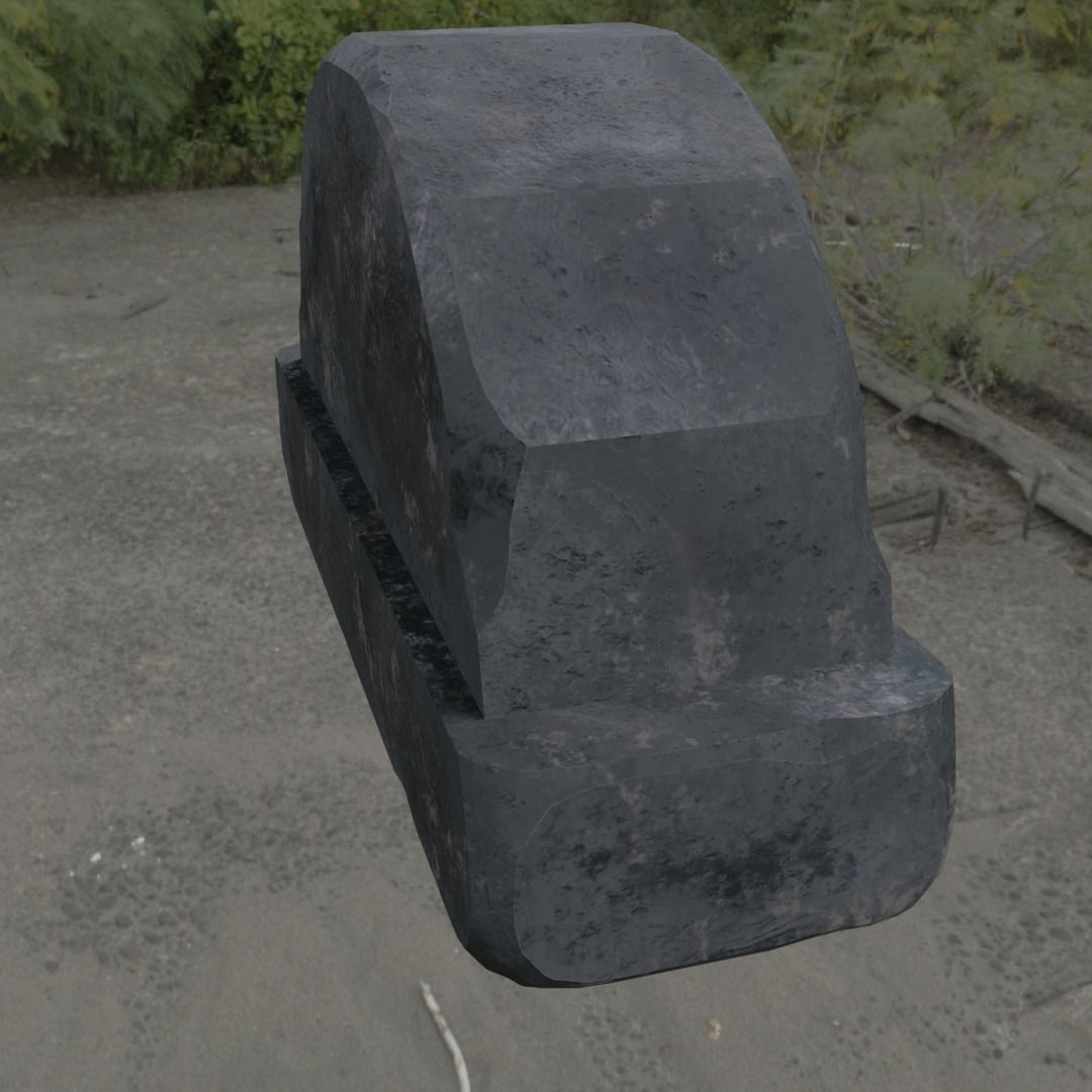 Grave small stone blender Low-poly 3D model_1