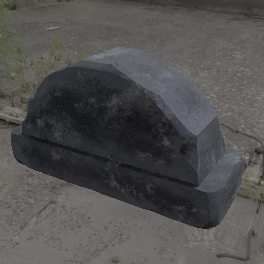 Grave small stone blender Low-poly 3D model_0