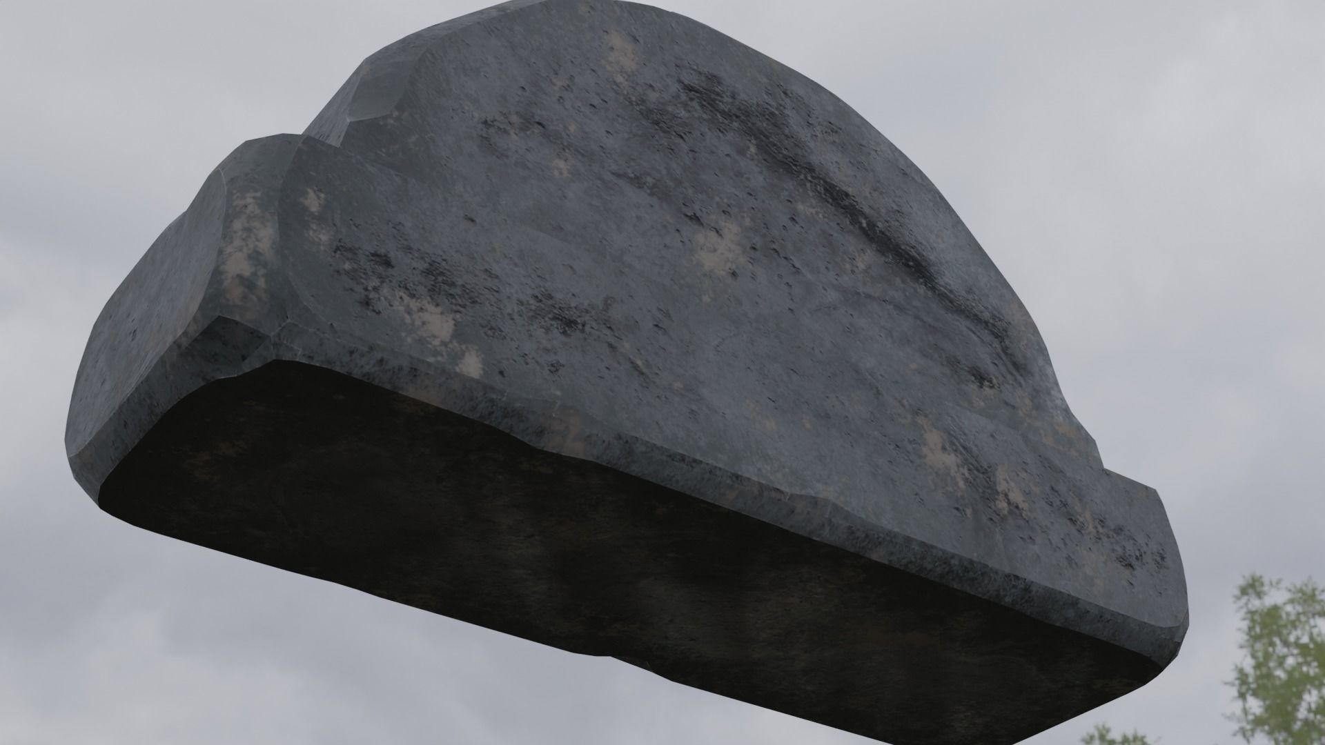 Grave small stone blender Low-poly 3D model_2