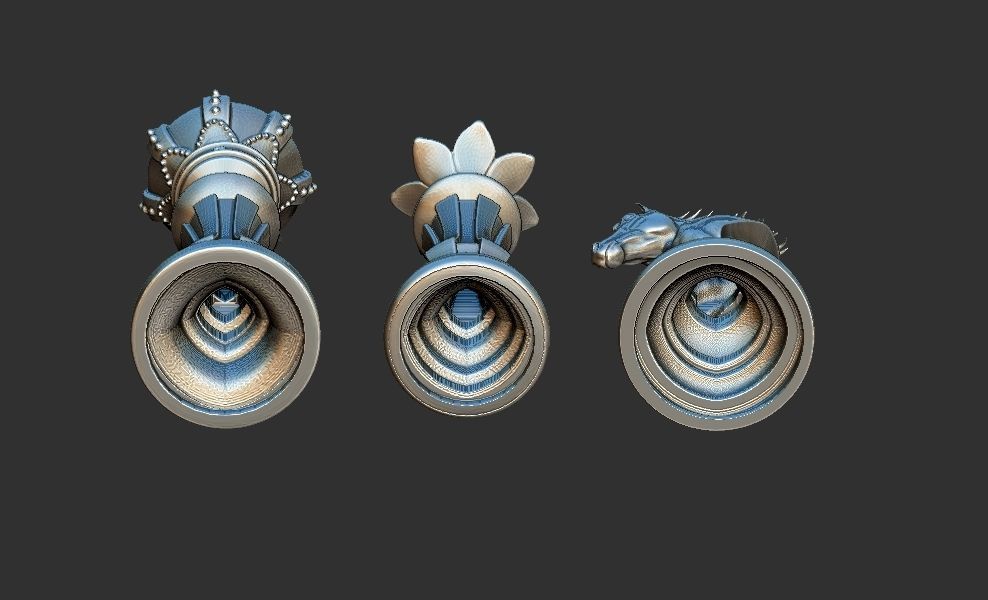 Chess king queen knight 3D print model_4