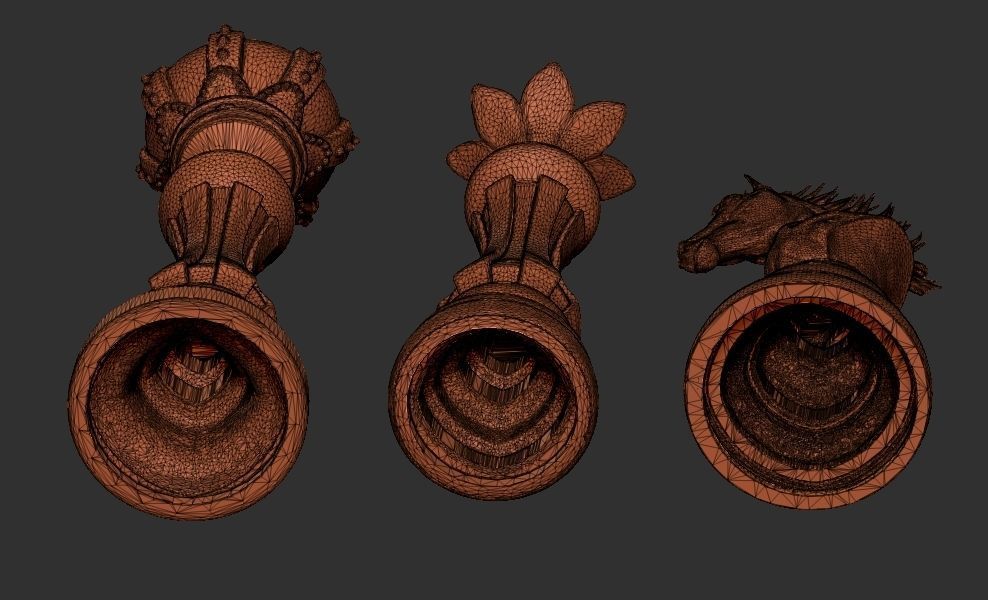 Chess king queen knight 3D print model_9