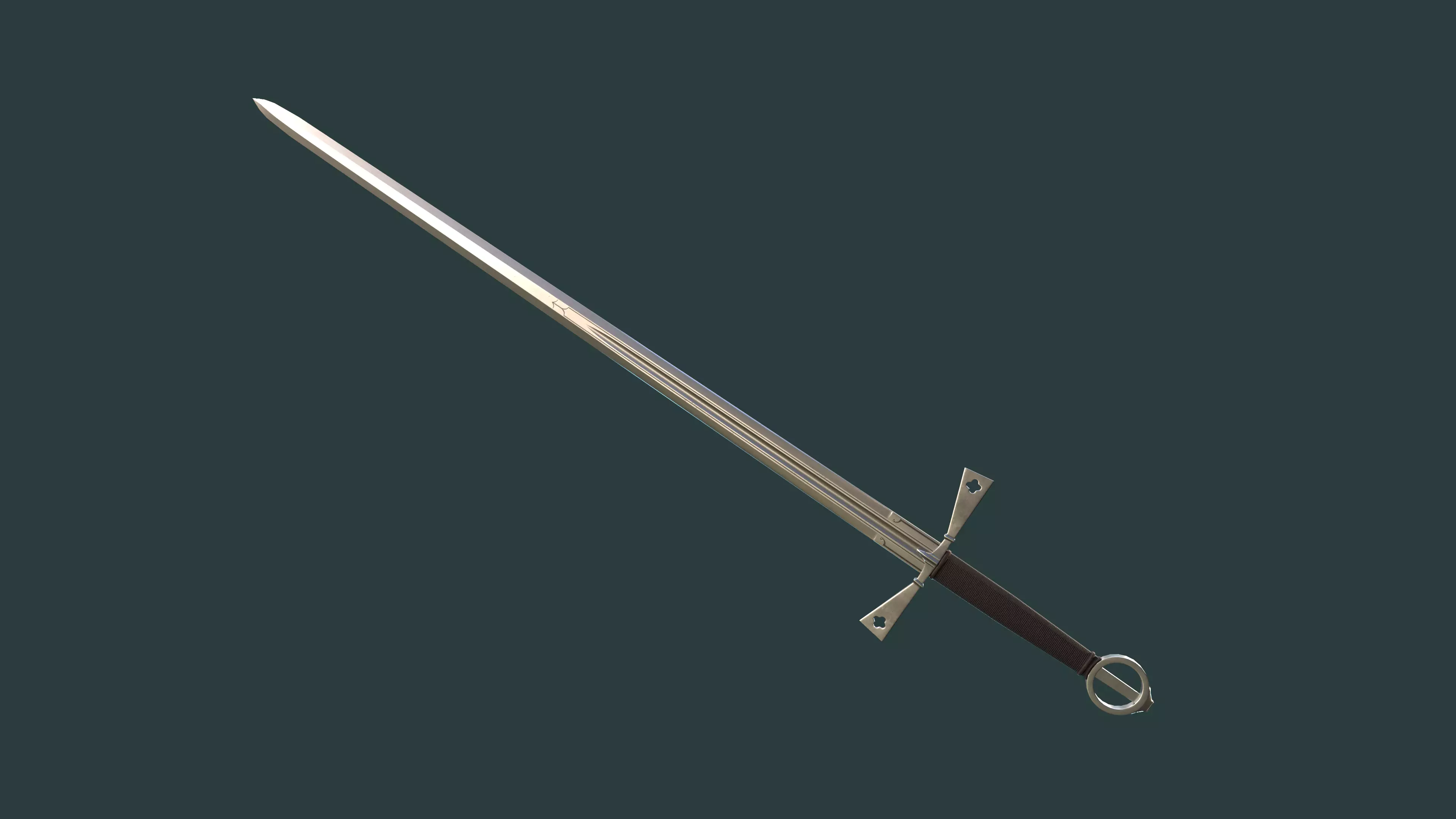 Albion Gallowglass Medieval Sword PBR game ready Low-poly 3D model_0