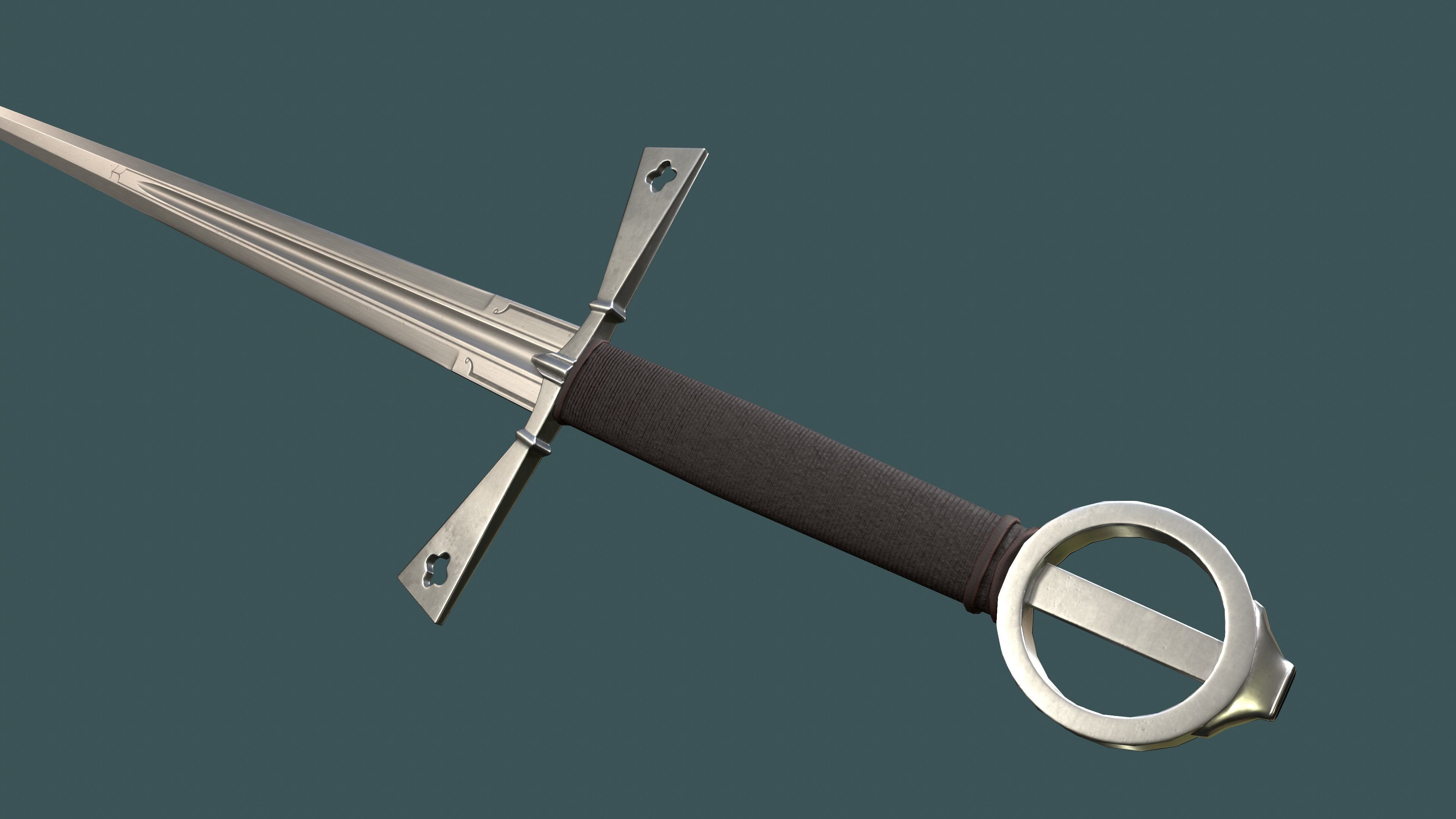 Albion Gallowglass Medieval Sword PBR game ready Low-poly 3D model_2