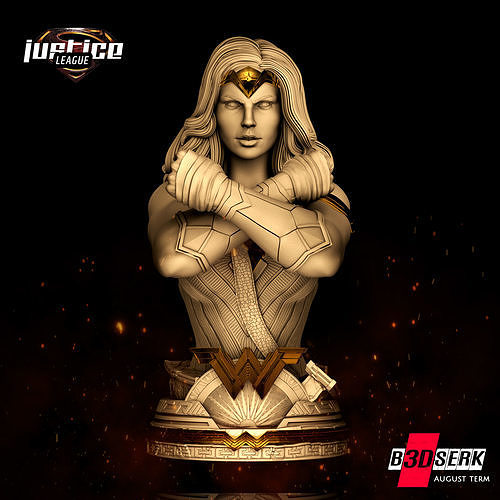 B3DSERK August Term Wonder Woman Bust ready for printing 3D print model